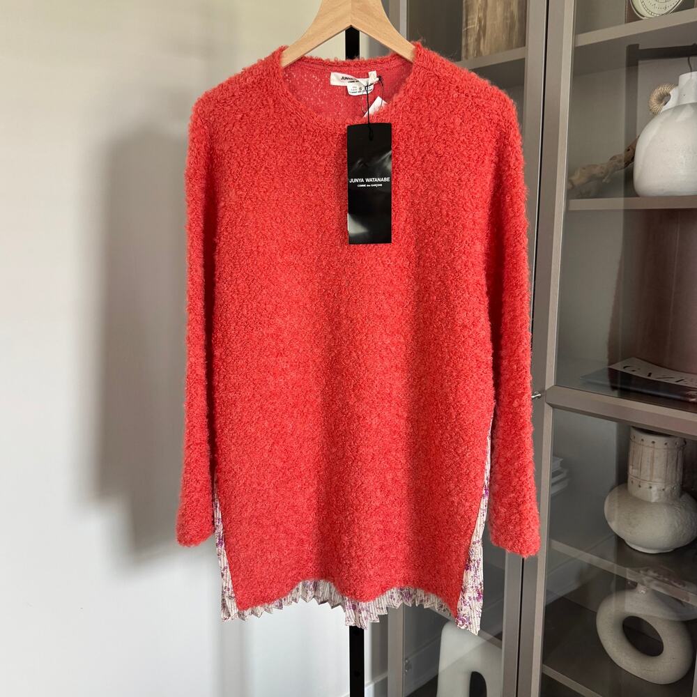 Junya Watanabe Comme Des Garcons Crewneck Coral Mohair Wool Combo Sweater S NEW